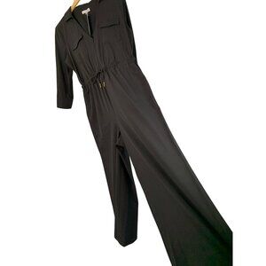 Calvin Klein Womens Black Wide-Leg Cropped Jumpsuit Size 8 3/4 Sleeves NWT 8749